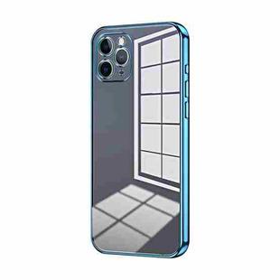 For iPhone 11 Pro Transparent Plating Fine Hole Phone Case(Blue)