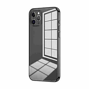 For iPhone 11 Pro Transparent Plating Fine Hole Phone Case(Black)