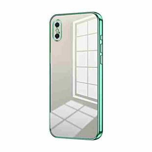 For iPhone X / XS Transparent Plating Fine Hole Phone Case(Green)