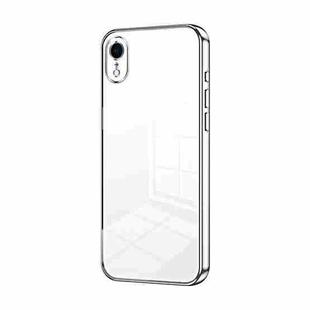 For iPhone XR Transparent Plating Fine Hole Phone Case(Silver)