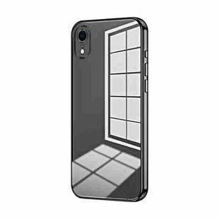 For iPhone XR Transparent Plating Fine Hole Phone Case(Black)