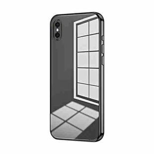 For iPhone XS Max Transparent Plating Fine Hole Phone Case(Black)