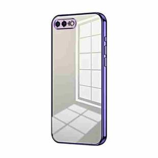 For iPhone 8 Plus / 7 Plus Transparent Plating Fine Hole Phone Case(Purple)