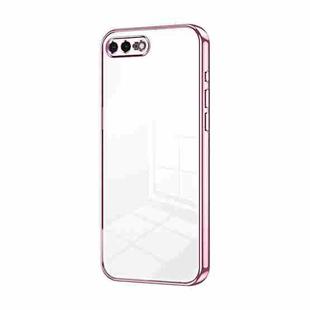 For iPhone 8 Plus / 7 Plus Transparent Plating Fine Hole Phone Case(Pink)