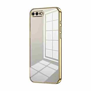 For iPhone 8 Plus / 7 Plus Transparent Plating Fine Hole Phone Case(Gold)