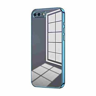 For iPhone 8 Plus / 7 Plus Transparent Plating Fine Hole Phone Case(Blue)