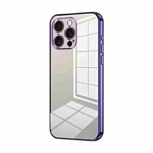 For iPhone 16 Pro Max Transparent Plating Fine Hole Phone Case(Purple)