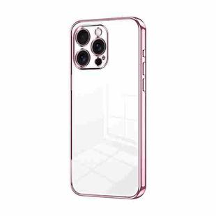 For iPhone 16 Pro Max Transparent Plating Fine Hole Phone Case(Pink)