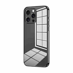 For iPhone 16 Pro Max Transparent Plating Fine Hole Phone Case(Black)