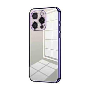 For iPhone 16 Pro Transparent Plating Fine Hole Phone Case(Purple)