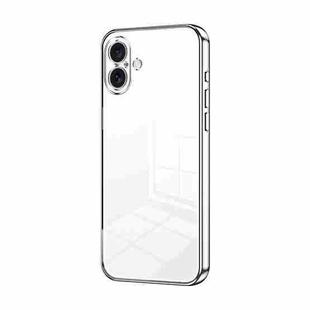 For iPhone 16 Plus Transparent Plating Fine Hole Phone Case(Silver)