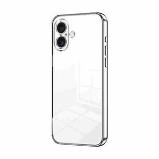 For iPhone 16 Transparent Plating Fine Hole Phone Case(Silver)