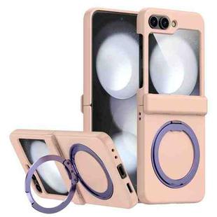 For Samsung Galaxy Z Flip5 5G 360 Degree Stand MagSafe Magnetic All-inclusive Phone Case(Pink)