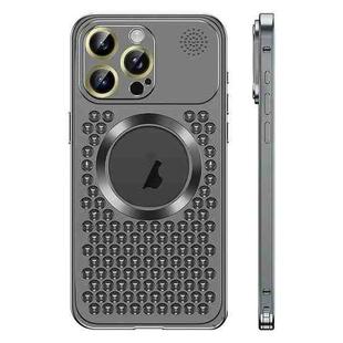 For iPhone 13 Pro Spring Buckle MagSafe Magnetic Metal Aromatherapy Phone Case(Black)