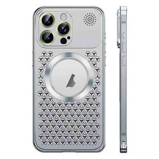 For iPhone 13 Pro Max Spring Buckle MagSafe Magnetic Metal Aromatherapy Phone Case(Silver)