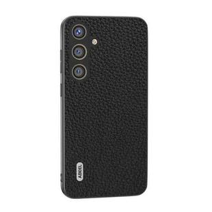 For Samsung Galaxy S24+ 5G ABEEL Genuine Leather Litchi Texture Phone Case(Black)