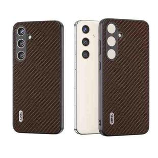 For Samsung Galaxy S24 5G ABEEL Carbon Fiber Texture Protective Phone Case(Dark Brown)