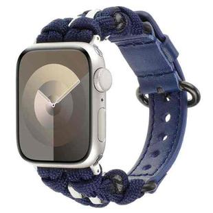 For Apple Watch Series 2 38mm Paracord Genuine Leather Watch Band(Royal Blue)