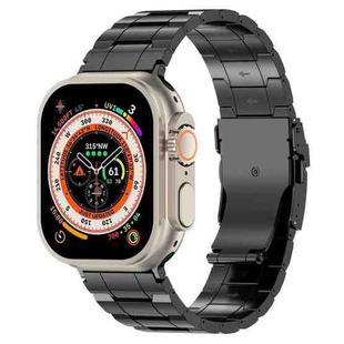 For Apple Watch Ultra 2 49mm Safety Buckle Trapezoid Titanium Steel Watch Band(Black)