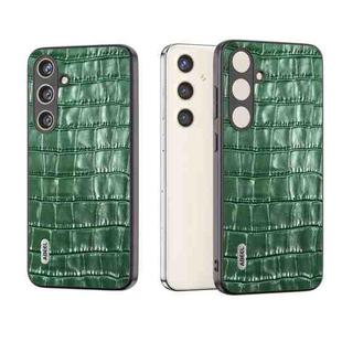 For Samsung Galaxy S24+ 5G ABEEL Crocodile Texture Genuine Leather Phone Case(Green)