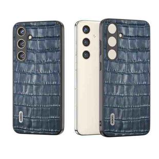 For Samsung Galaxy S24+ 5G ABEEL Crocodile Texture Genuine Leather Phone Case(Blue)