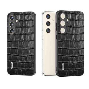 For Samsung Galaxy S24+ 5G ABEEL Crocodile Texture Genuine Leather Phone Case(Black)