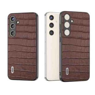 For Samsung Galaxy S24 5G ABEEL Crocodile Texture Genuine Leather Phone Case(Brown)