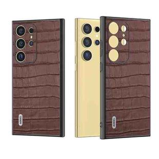 For Samsung Galaxy S24 Ultra 5G ABEEL Crocodile Texture Genuine Leather Phone Case(Brown)