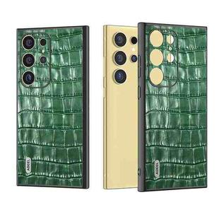 For Samsung Galaxy S24 Ultra 5G ABEEL Crocodile Texture Genuine Leather Phone Case(Green)