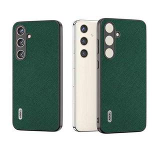 For Samsung Galaxy S24+ 5G ABEEL Cross Texture Genuine Leather Phone Case(Green)