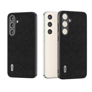 For Samsung Galaxy S24 5G ABEEL Cross Texture Genuine Leather Phone Case(Black)
