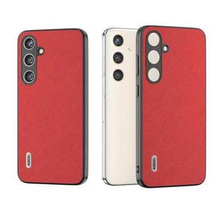For Samsung Galaxy S24 5G ABEEL Cross Texture Genuine Leather Phone Case(Red)