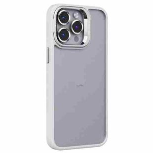 For iPhone 15 Pro Max Invisible Lens Holder PC + TPU Frosted Phone Case(White)