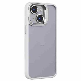 For iPhone 15 Plus Invisible Lens Holder PC + TPU Frosted Phone Case(White)