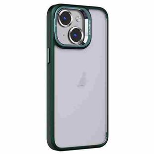 For iPhone 15 Plus Invisible Lens Holder PC + TPU Frosted Phone Case(Green)