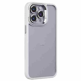 For iPhone 14 Pro Max Invisible Lens Holder PC + TPU Frosted Phone Case(White)