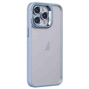 For iPhone 14 Pro Max Invisible Lens Holder PC + TPU Frosted Phone Case(Blue)
