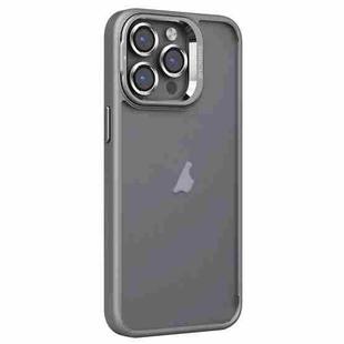 For iPhone 14 Pro Invisible Lens Holder PC + TPU Frosted Phone Case(Gray)