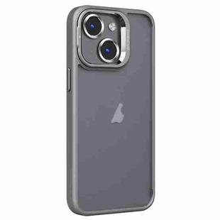 For iPhone 14 Plus Invisible Lens Holder PC + TPU Frosted Phone Case(Gray)