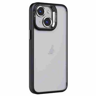 For iPhone 14 Plus Invisible Lens Holder PC + TPU Frosted Phone Case(Black)