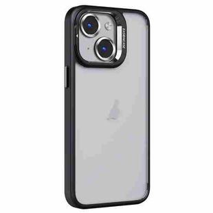 For iPhone 14 Invisible Lens Holder PC + TPU Frosted Phone Case(Black)