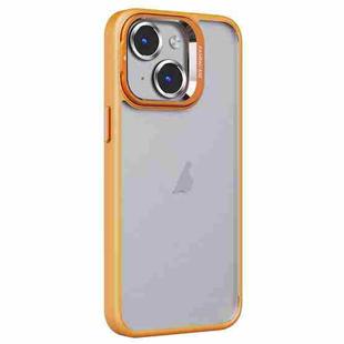 For iPhone 13 Invisible Lens Holder PC + TPU Frosted Phone Case(Orange)