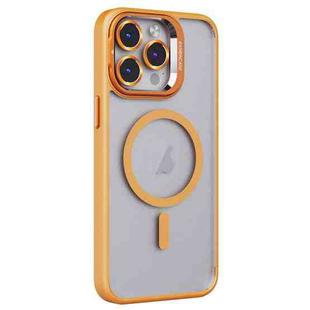 For iPhone 15 Pro Max Invisible Lens Holder PC + TPU Frosted MagSafe Phone Case(Orange)