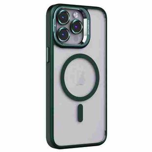 For iPhone 15 Pro Max Invisible Lens Holder PC + TPU Frosted MagSafe Phone Case(Green)