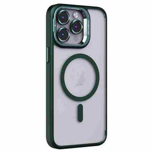 For iPhone 14 Pro Max Invisible Lens Holder PC + TPU Frosted MagSafe Phone Case(Green)