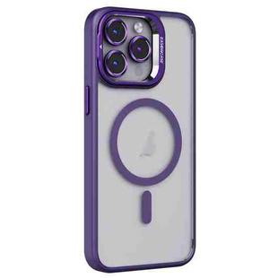 For iPhone 13 Pro Max Invisible Lens Holder PC + TPU Frosted MagSafe Phone Case(Purple)