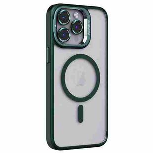 For iPhone 13 Pro Invisible Lens Holder PC + TPU Frosted MagSafe Phone Case(Green)