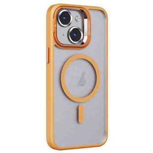 For iPhone 13 Invisible Lens Holder PC + TPU Frosted MagSafe Phone Case(Orange)