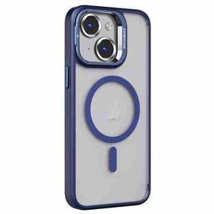 For iPhone 13 Invisible Lens Holder PC + TPU Frosted MagSafe Phone Case(Dark Blue)
