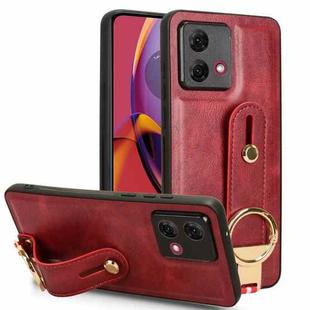 For Motorola Moto G84 5G Wristband Leather Back Phone Case(Red)